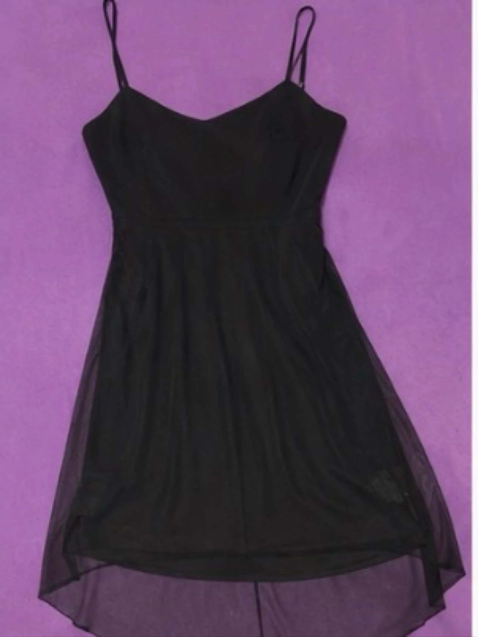 Robe noire Tissaia asymétrique voile transparent – Taille 42 – photo 3